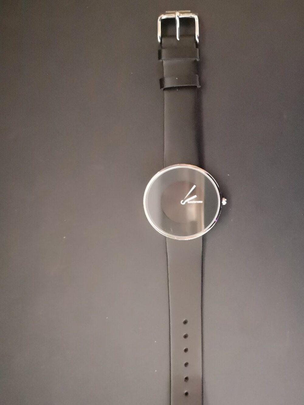 Lambretta Cielo Watch w/ Black Dial & Black Leather Strap Silver Tone Hardware